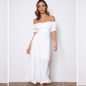 JAUS white off the shoulder dress